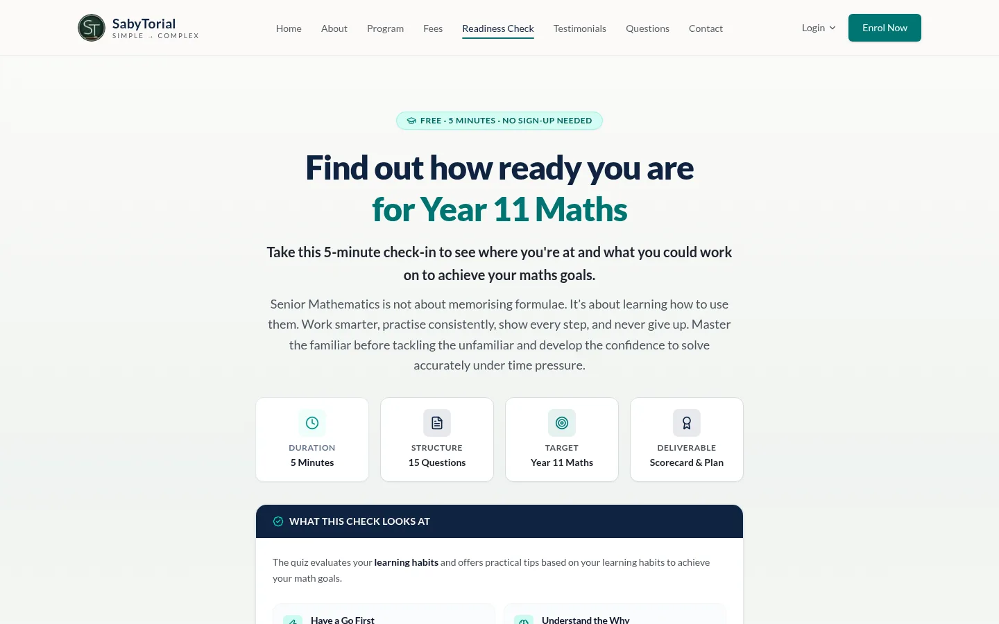Readiness Check landing screen